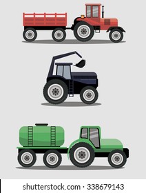 Industrial different types of vector Tractors image design set for your illustration, decoration, labels, stickers and other creative needs. 