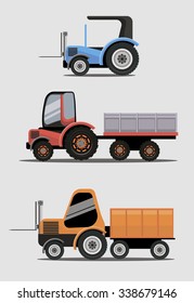 Industrial different types of vector Tractors image design set for your illustration, decoration, labels, stickers and other creative needs. 