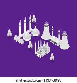 Industrial District City Map Concept 3d Isometric View Construction Architecture Buildings Plan. Vector illustration of Urban Estate Cityscape