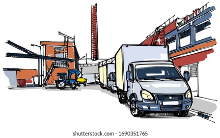 Industrial district - hand drawn sketch