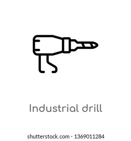 industrial drill vector line icon. Simple element illustration. industrial drill outline icon from industry concept. Can be used for web and mobile