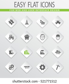 Industrial easy flat web icons for user interface design