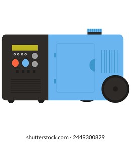 Industrial electric generator device. Portable gasoline generator, industrial power generator cartoon vector illustration