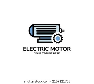 Industrial electric motor logo design. Rotor and stator detail of electric DC motor vector design and illustration.
