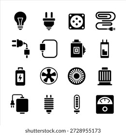 Industrial Electrical Components and Hardware Utility Icons