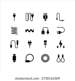 Industrial Electrical Wire and Power Connection Cable Icons