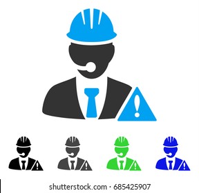 Industrial Emergency Operator flat vector pictograph. Colored industrial emergency operator gray, black, blue, green pictogram versions. Flat icon style for graphic design.
