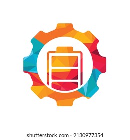 Industrial energy and power logo design concept. Battery and gear icon vector logo design.	
