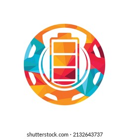 Industrial energy and power logo design concept. Battery and gear icon vector logo design.	
