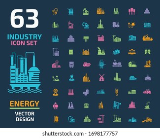 Industrial and Energy and  vector icon set design