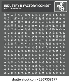 Conjunto de iconos de vectores industriales y energéticos