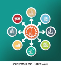 Industrial and energy vector info graphic on blackboard background