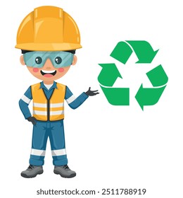 Industrial engineer. Concept of sustainability and responsible management of resources in the industry. Eco friendly practices, recycling and waste reduction to minimize environmental impact