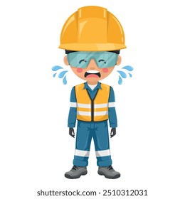Industrial engineer crying supervisor symbolizing the humanity and vulnerability of engineers, highlighting the emotional stress and mental burden they face in their daily work. Safety first