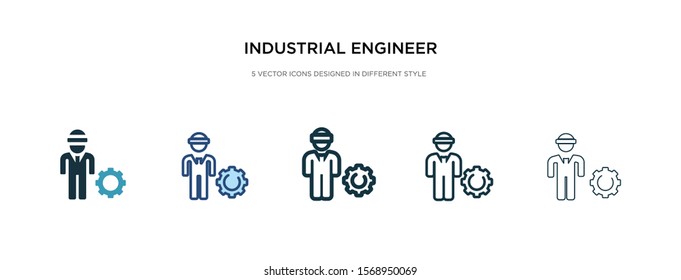 industrial engineer icon in different style vector illustration. two colored and black industrial engineer vector icons designed in filled, outline, line and stroke style can be used for web,