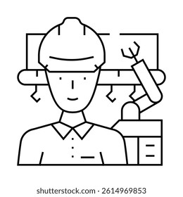 industrial engineer line icon vector. industrial engineer sign. isolated contour symbol black illustration