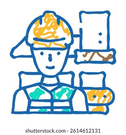 industrial engineer worker doodle icon sketch vector. industrial engineer worker sign. isolated symbol illustration