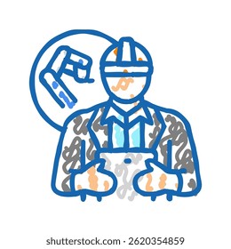 industrial engineer worker doodle icon sketch vector. industrial engineer worker sign. isolated symbol illustration