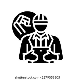 industrial engineer worker glyph icon vector. industrial engineer worker sign. isolated symbol illustration