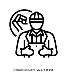 vector de icono de línea de trabajo de ingeniero industrial. signo de trabajador de ingeniería industrial. símbolo de contorno aislado ilustración negra