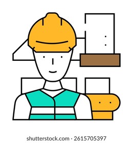 industrial engineer worker line icon vector. industrial engineer worker sign. isolated symbol illustration