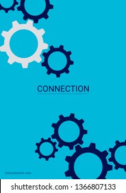 Industrial engineering background. Indigo blue and grey gears. Wheels and cogs colorful gear layout. Vector minimal flat page. Graphic template. Industrial engineering background design.