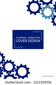 Industrial engineering background. Indigo and teal wheels. Wheels and cogs colorful gear poster. Vector minimal flat page. Graphic template. Industrial engineering background design.