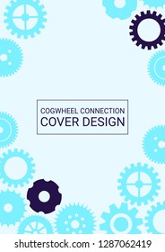 Industrial engineering background. Purple and blue gears connection. Wheels and cogs colorful gear print. Vector minimal flat page. Graphic template. Industrial engineering background design.