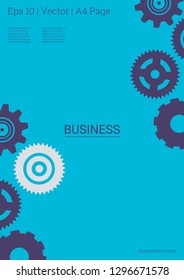 Industrial engineering background. Purple, blue, grey engineering design. Wheels and cogs colorful gear poster. Vector minimal flat page. Graphic template. Industrial engineering background design.