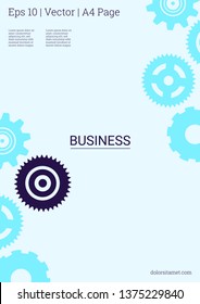 Industrial engineering background. Purple and blue gears connection. Vector minimal flat page. Graphic template. Wheels and cogs colorful gear poster. Industrial engineering background design.