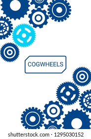 Industrial engineering background. Vector minimal flat page. Graphic template. Wheels and cogs colorful gear notebook. Indigo gear design. Industrial engineering background design.