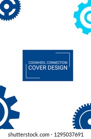 Industrial engineering background. Vector minimal flat page. Graphic template. Indigo gear design. Wheels and cogs colorful gear print. Industrial engineering background design.