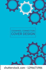 Industrial engineering background. Vector minimal flat page. Graphic template. Purple, blue, grey engineering design. Wheels and cogs colorful gear album. Industrial engineering background design.
