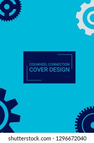 Industrial engineering background. Vector minimal flat page. Graphic template. Indigo blue and grey gears. Wheels and cogs colorful gear journal. Industrial engineering background design.