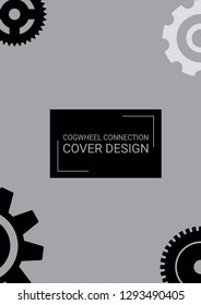 Industrial engineering background. Wheels and cogs colorful gear notebook. Vector minimal flat page. Graphic template. Grey black monochrome design. Industrial engineering background design.