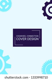 Industrial engineering background. Wheels and cogs colorful gear print. Purple and blue gears connection. Vector minimal flat page. Graphic template. Industrial engineering background design.