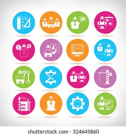 industrial engineering and construction icons