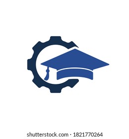 Diseño del logo del vector de la educación en ingeniería industrial. Plantilla de logotipo vectorial de engranajes estudiantiles.