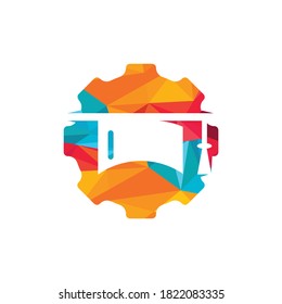 Industrial engineering education vector logo design. Student gear vector logo template.