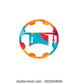 Industrial engineering education vector logo design. Student gear vector logo template.