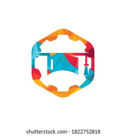 Industrial engineering education vector logo design. Student gear vector logo template.