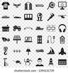 Industrial engineering icons set. Simple style of 36 industrial engineering vector icons for web for any design