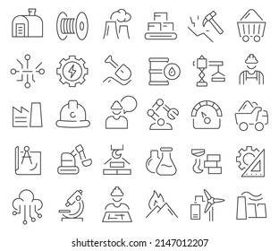 Industrial and engineering line icons collection. Thin outline icons pack. Vector illustration eps10