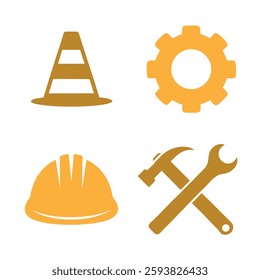 Industrial Engineering Maintenance and Construction Logo Design set.	