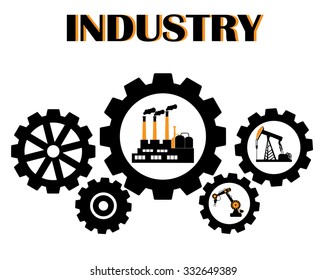 Industrial engineering management icons set.