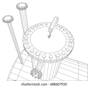 Industrial equipment capacity. Wire-frame. EPS10 format. Vector rendering of 3d.