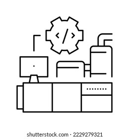 vector de icono de línea de depuración de equipo industrial. signo de depuración de equipo industrial. símbolo de contorno aislado ilustración negra
