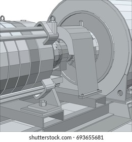 Industrial equipment. Electrical engine. Wire-frame. EPS10 format. Vector rendering of 3d