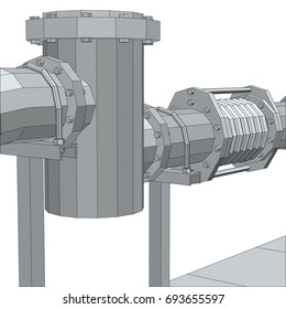 Industrial equipment filter. Wire-frame. EPS10 format. Vector rendering of 3d.