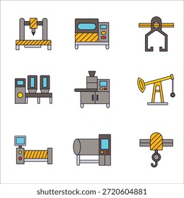 Conjunto de iconos de equipo de Industrial Ilustración vectorial 